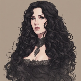 欧美大波浪卷发美女插画作品设计图片